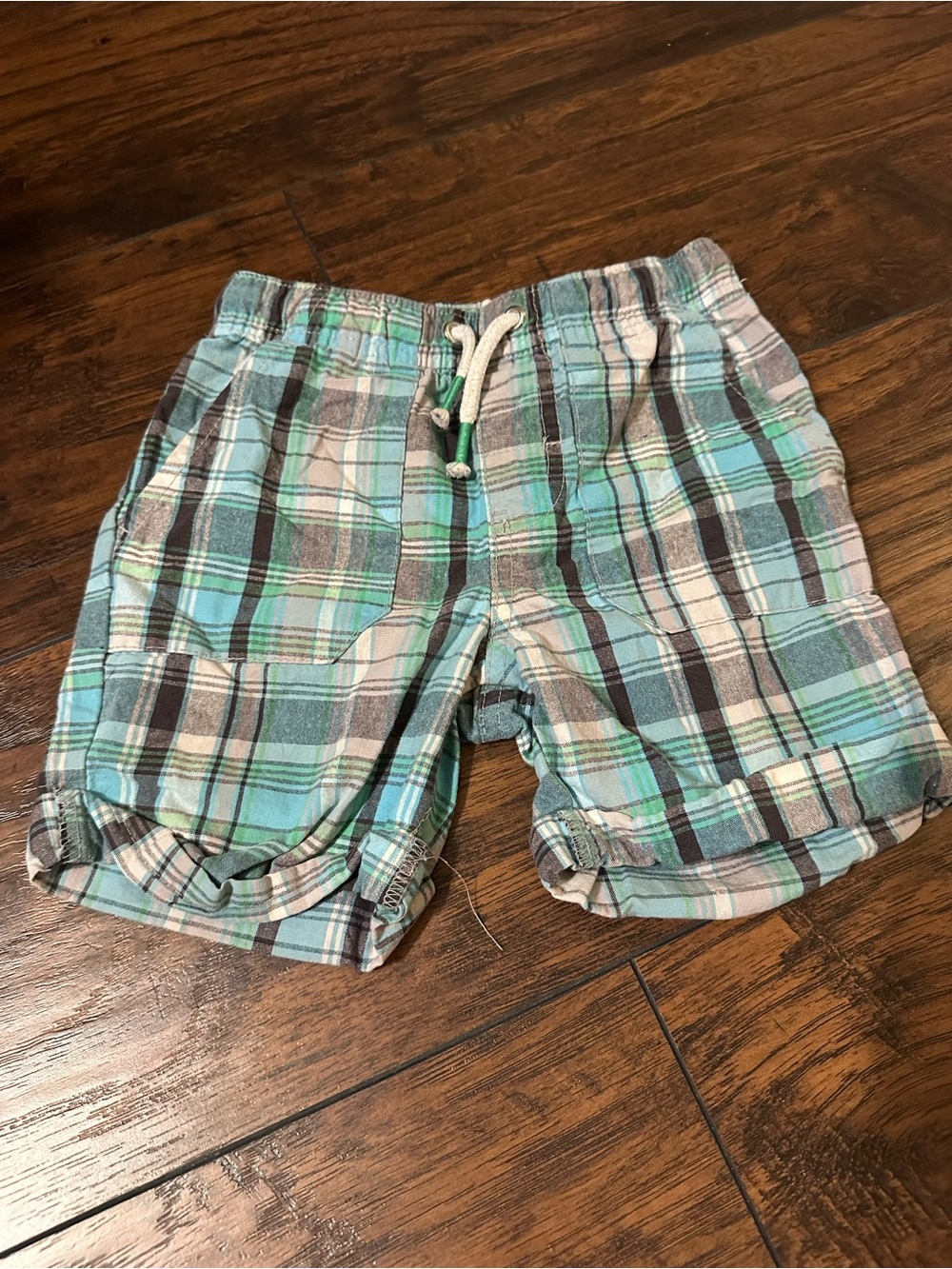 Cat & Jack Teal, Gray and Black Plaid Bermuda Shorts